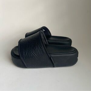 Adidas Y-3 black leather platform slides